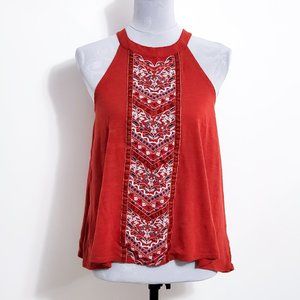 High Neck Burnt Orange Boho Tank Top